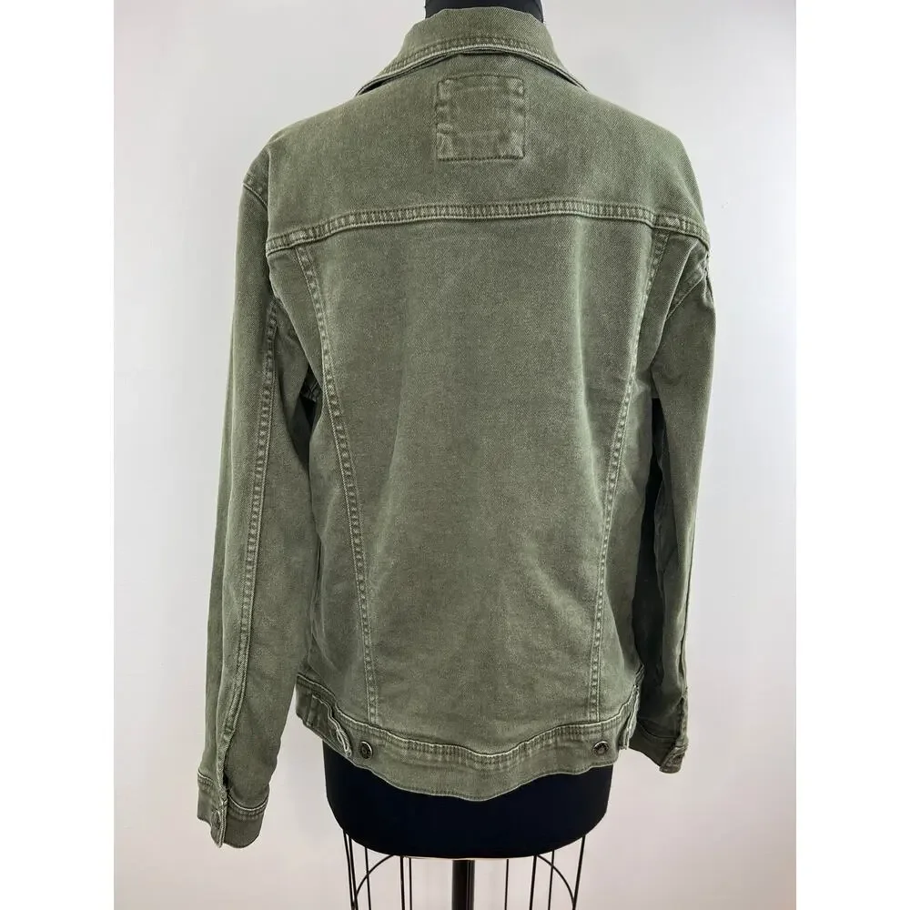 ZARA Olive Green Long Sleeve Button-Down Collared Patch Pocket Jacket Size M